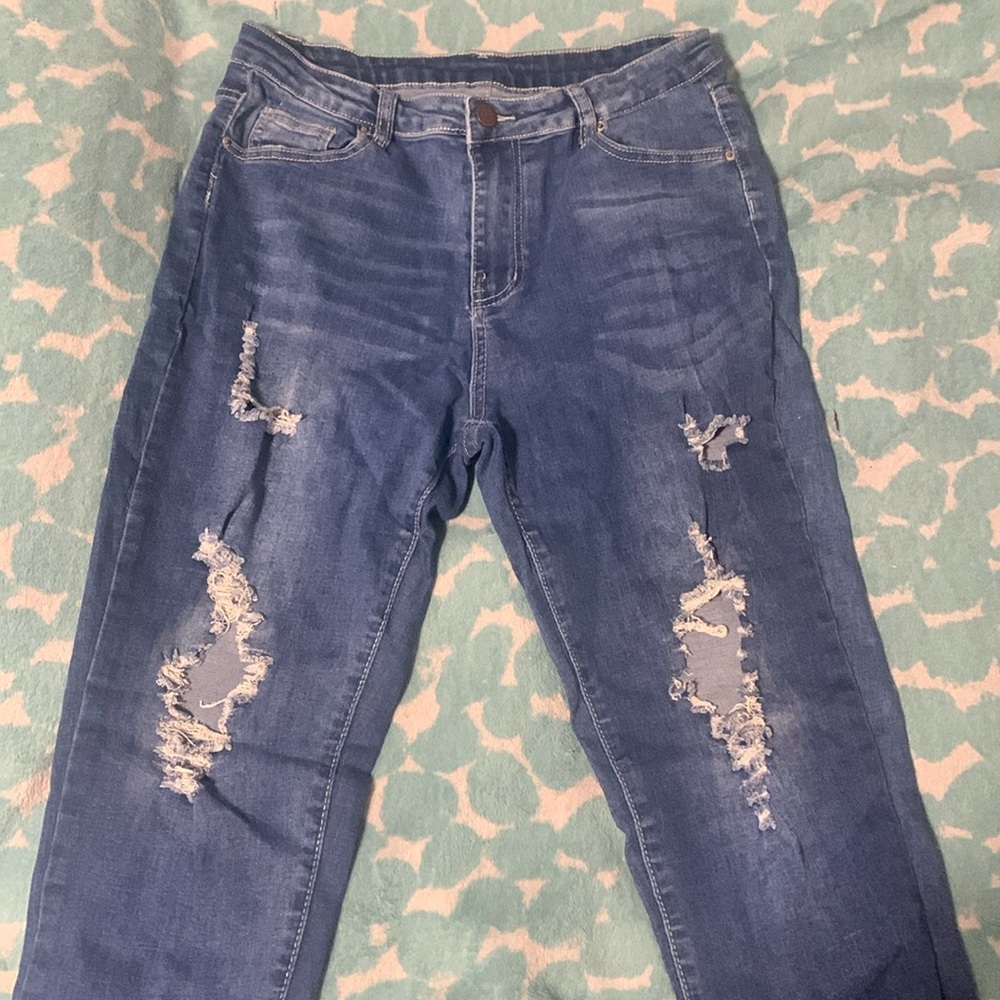 Medium Wash Ripped Skinny Jeans